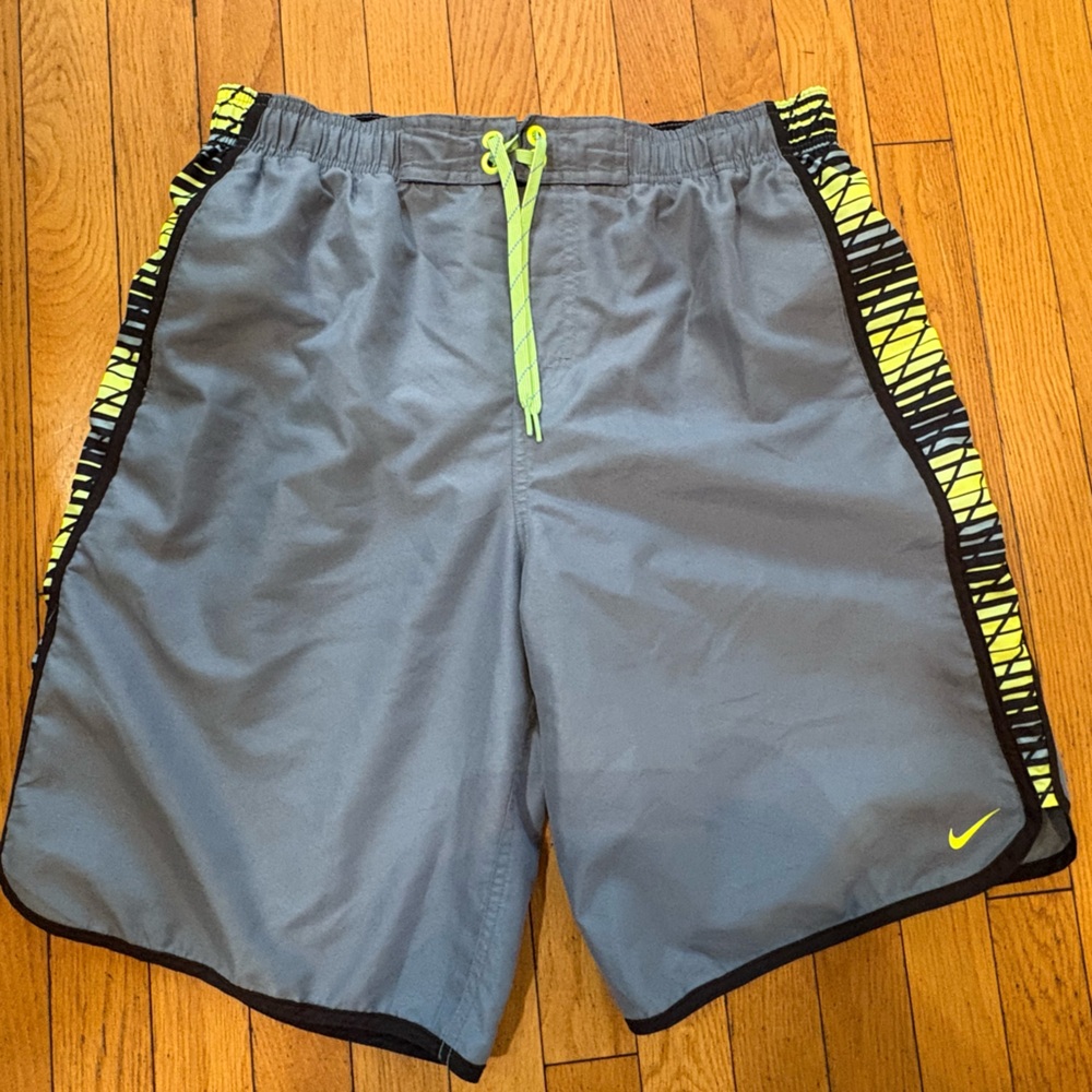 Nike Gray Shorts with Neon Yellow Trim